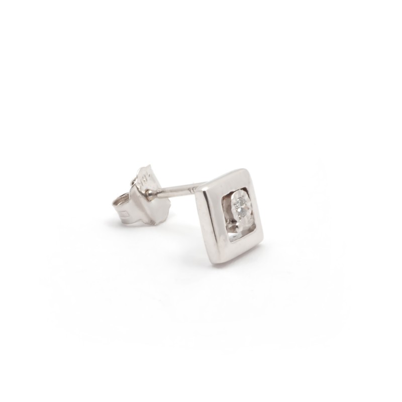 Boucles d'oreilles Carador clous carrés diamant en or blanc 750/000
