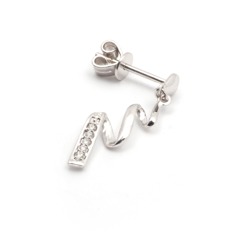 Boucles d'oreilles éclair Carador en or blanc 750/000 et diamants 0,030 cts
