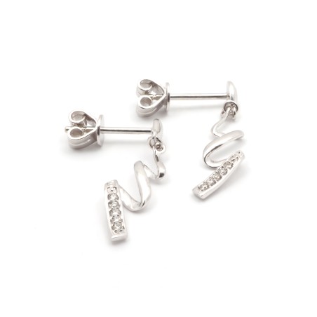 Boucles d'oreilles éclair Carador en or blanc 750/000 et diamants 0,030 cts