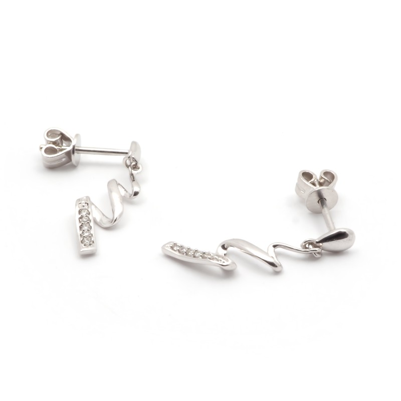 Boucles d'oreilles éclair Carador en or blanc 750/000 et diamants 0,030 cts