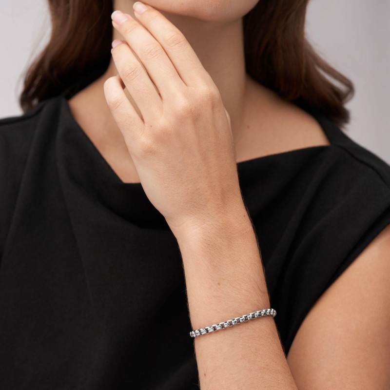 Bracelet chaîne Fossil All Stacked Up Mixte en acier argenté