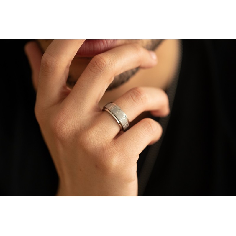 Bague Homme Phebus LUCCA en Acier argenté