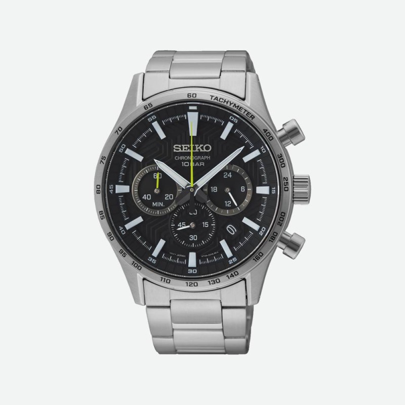 Montre Homme Seiko bracelet en acier et cadran noir