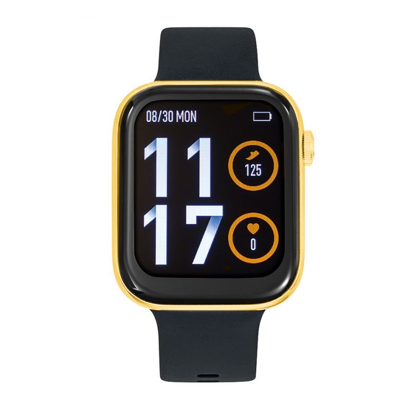 Montre TEKDAY Connectée bracelet silicone noir boitier doré
