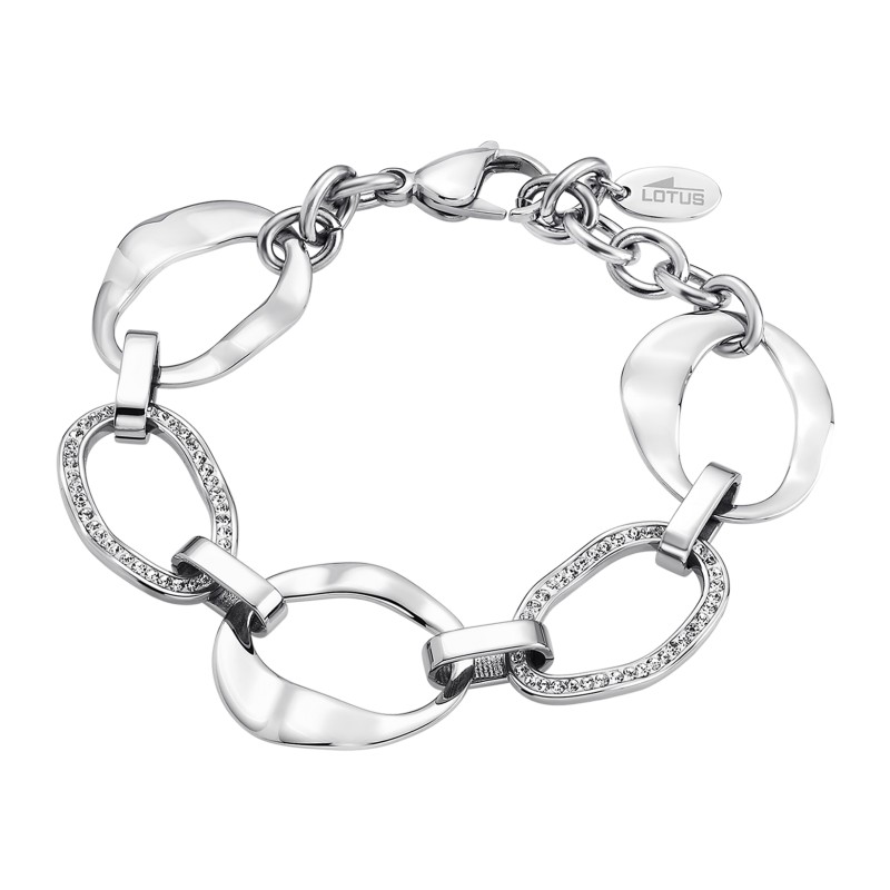 Bracelet Lotus style Femme en acier argenté