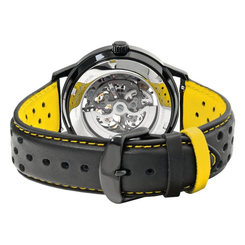 Montre Homme PADDOCK Cadran Noir Bracelet Cuir Perforé Noir