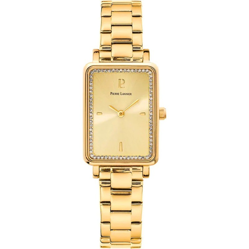 Montre Pierre Lannier Ariane Rouge en Acier Doré avec Diamants