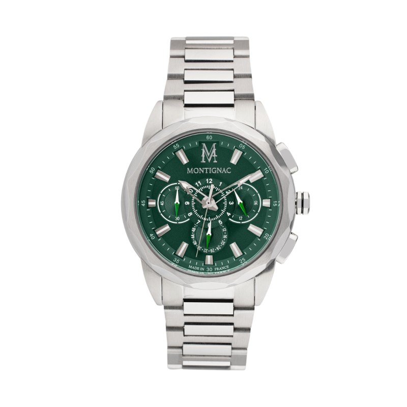 Montre Montignac acier argenté et cadran vert