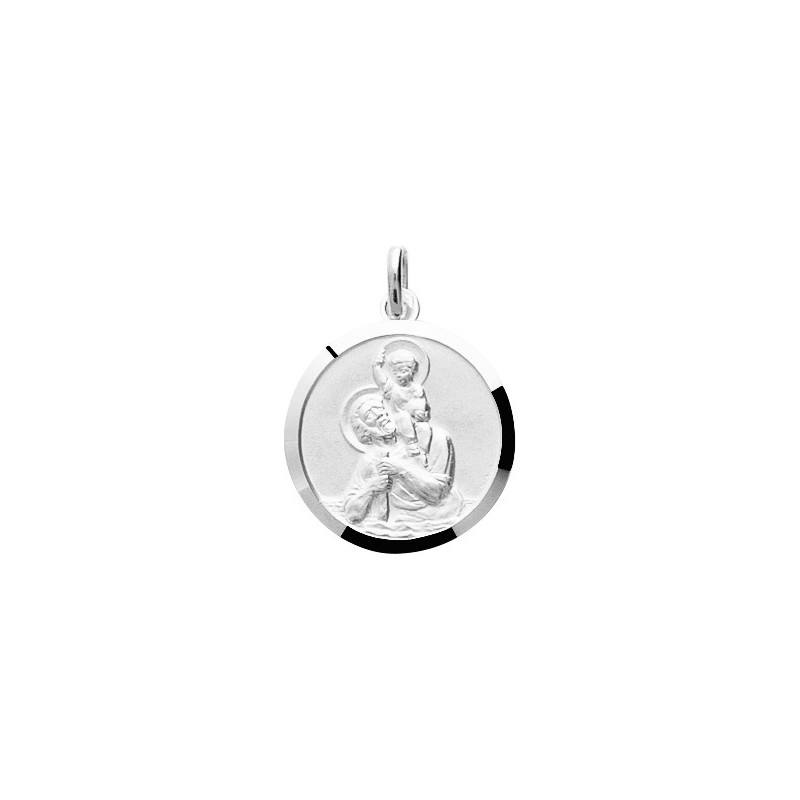 MEDAILLE PENDENTIF CARADOR ARGENT RONDE SAINT CHRISTOPHE
