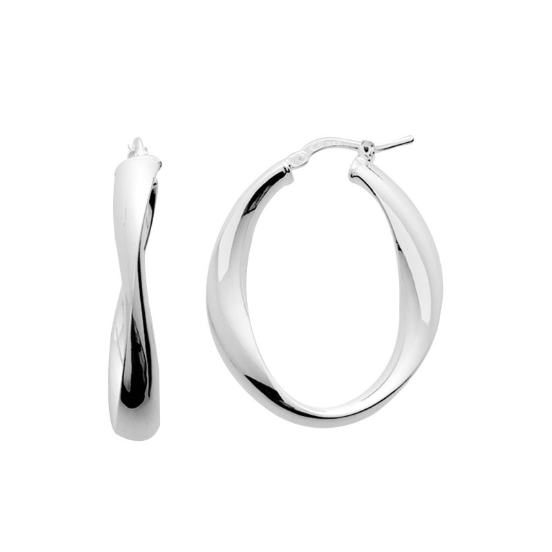 Boucles d'oreilles créoles TUBE VRILLE argent 925/000