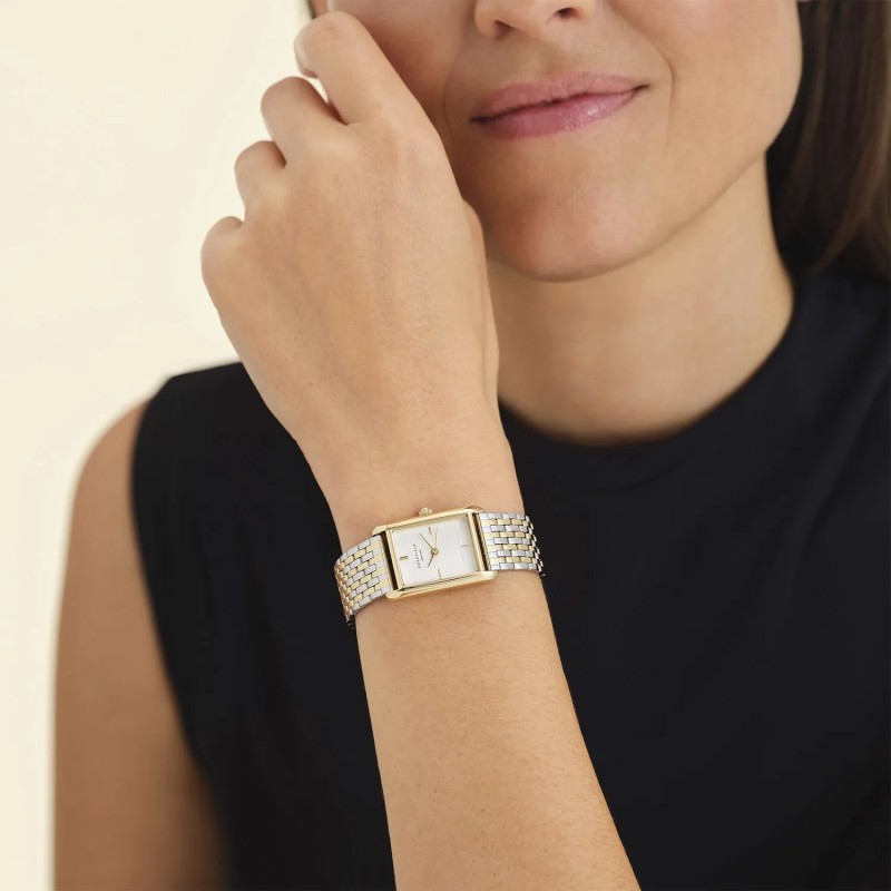 Montre Rosefield Femme Heirloom bicolore boitier rectangle