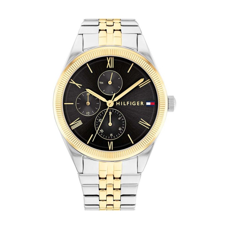 Montre Tommy Hilfiger en acier bicolore et cadran noir