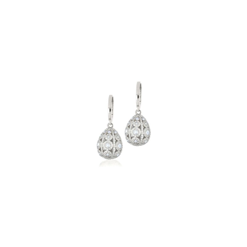 Boucles d'oreilles femme pendantes Tsar en argent et oxydes de zirconium blancs