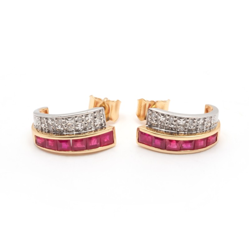 Carador - Boucles d'oreilles OR 750/000, Diamant et Rubis