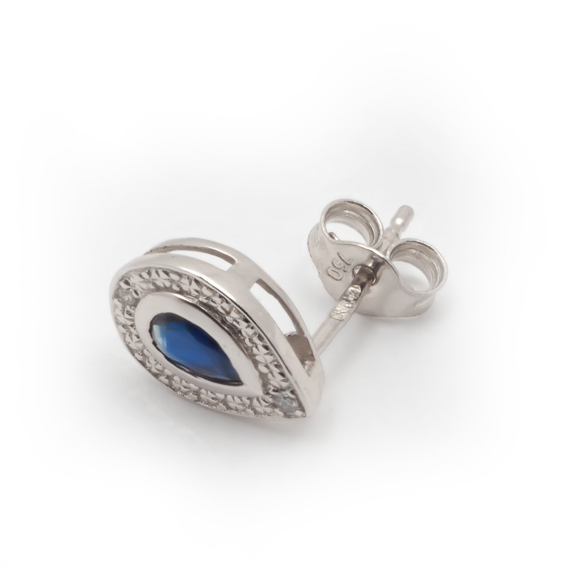 Boucles d'oreilles clous or 750/000 saphir et diamants