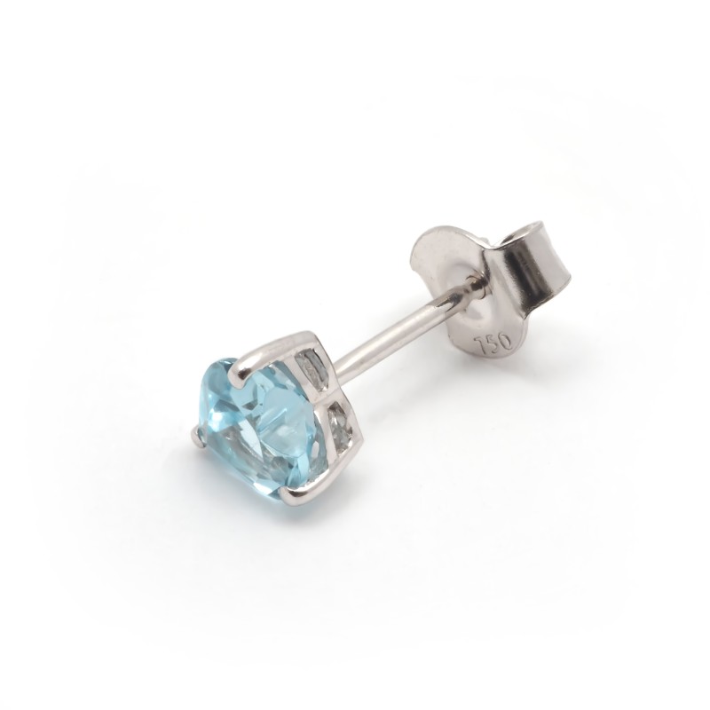 BOUCLES D'OREILLES CLOUS CARADOR EN OR BLANC 750/000 ET TOPAZE FORME COEUR