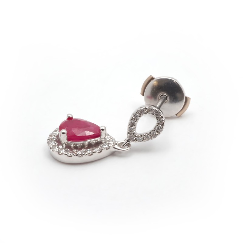 Boucles d'oreilles Joaillerie goutte Carador en or blanc 750/000, rubis et diamants