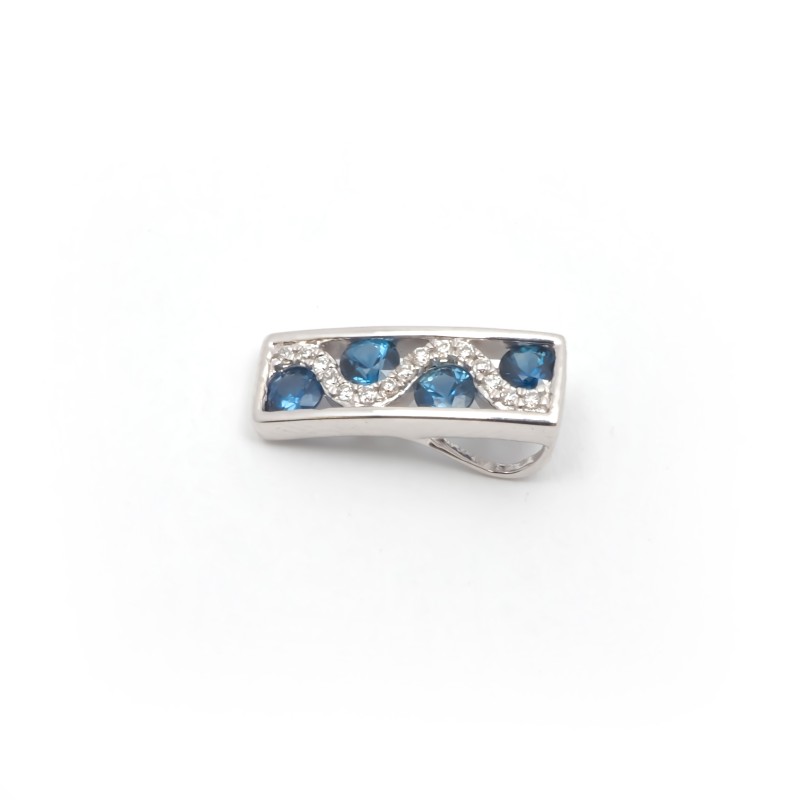 Pendentif Carador rectangulaire en or blanc 750/000, saphirs et diamants