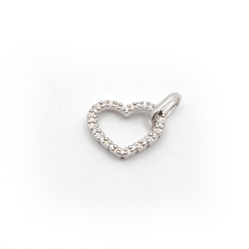 Pendentif  coeur en Or blanc 750/000 et diamant CARADOR