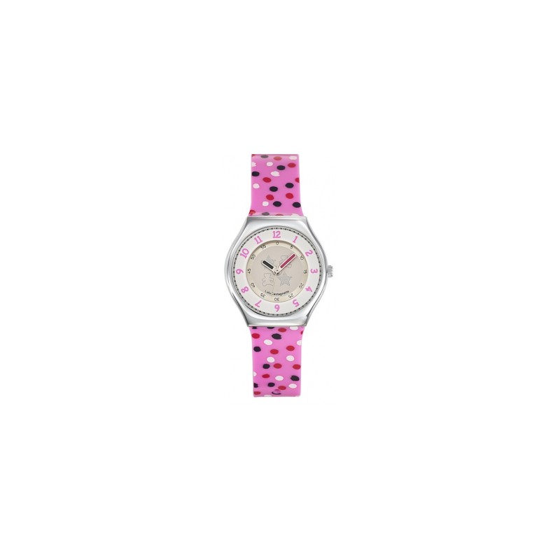 Montre Lulu Castagnette Enfant Résine Rosé fond de cadran avec logo