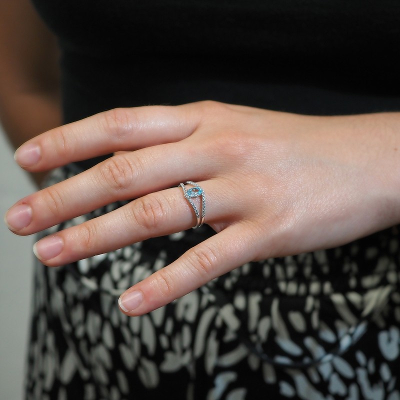 Bague Bijouterie Carador Topaze et or Gris 750/000