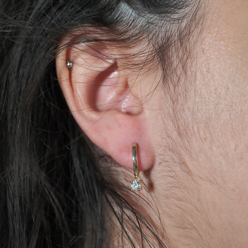 Boucles d'oreilles créoles avec pampilles femme carador en plaqué or avec oxydes de zirconium