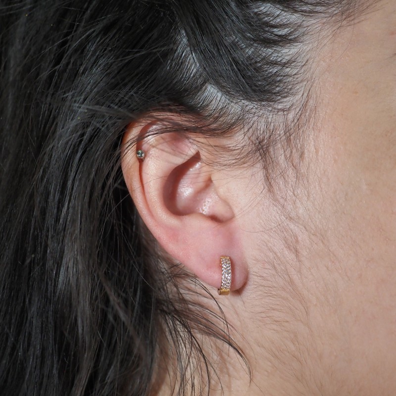 Boucles d'oreilles créoles femme carador en plaqué or avec oxydes de zirconium