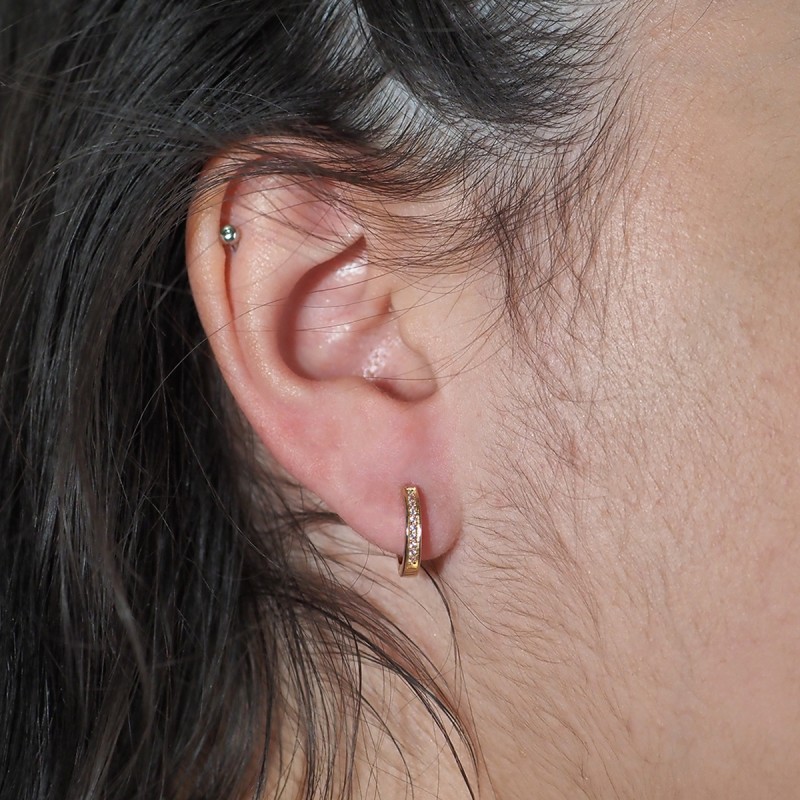 Boucles d'oreilles créoles femme carador en plaqué or avec oxydes de zirconium