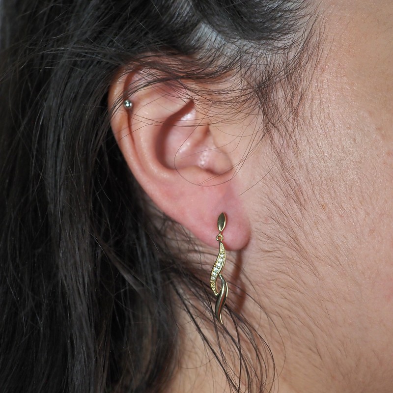 Boucles d'oreilles Pendantes Femme plaqué or et oxydes de zirconium carador