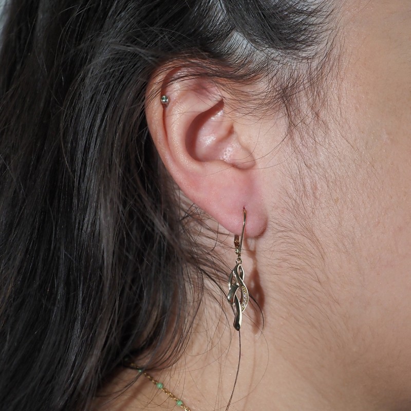 Boucles d'oreilles dormeuses femme carador en plaqué or avec oxydes de zirconium