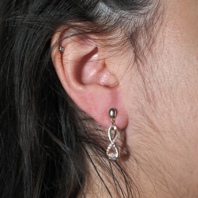 Boucles d'oreilles pendantes femme phebus plaqué or avec oxydes de zirconium et pierres blanches