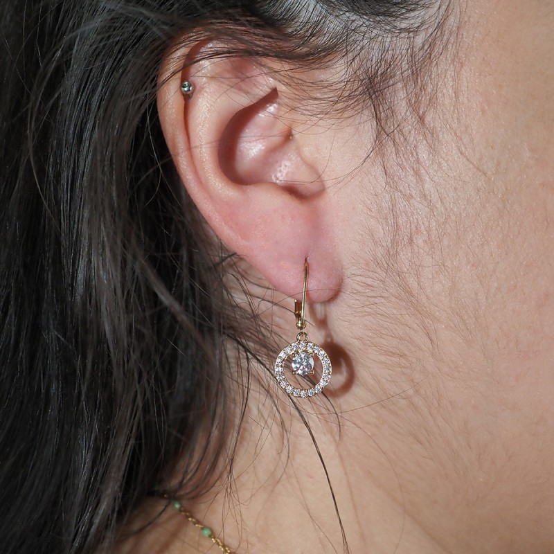 Boucles d'oreilles dormeuses femme carador en plaqué or avec oxydes de zirconium