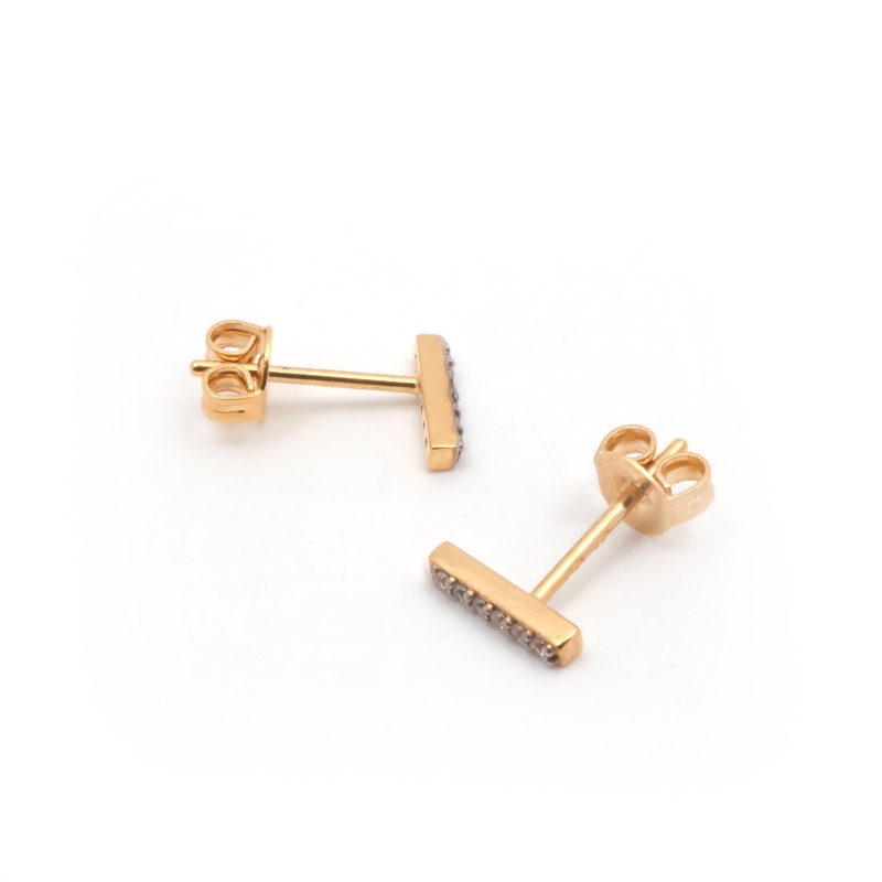 Boucles d'oreilles clous motif barrette femme carador en plaqué or avec oxydes de zirconium