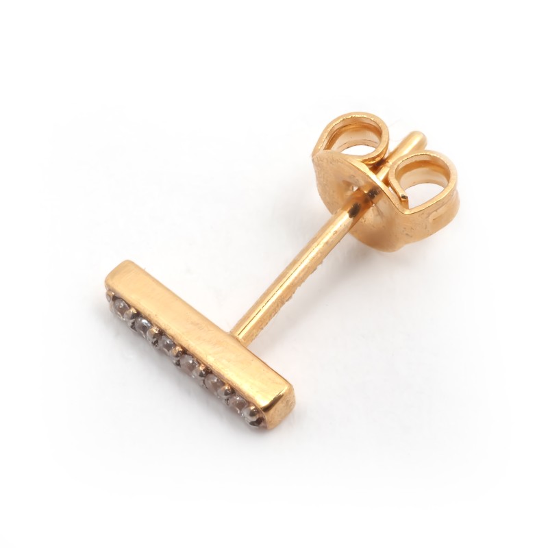 Boucles d'oreilles clous motif barrette femme carador en plaqué or avec oxydes de zirconium