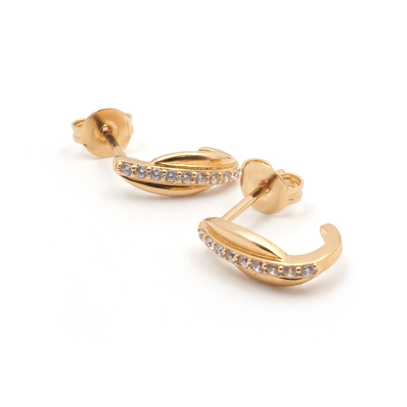 Boucles d'oreilles demi créoles femme carador en plaqué or avec oxydes de zirconium