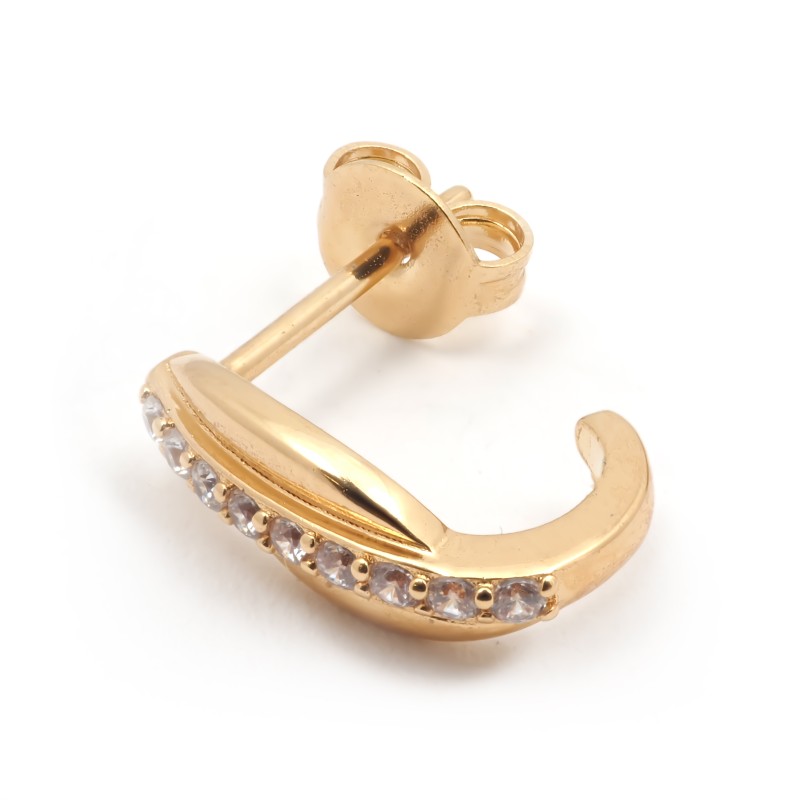 Boucles d'oreilles demi créoles femme carador en plaqué or avec oxydes de zirconium