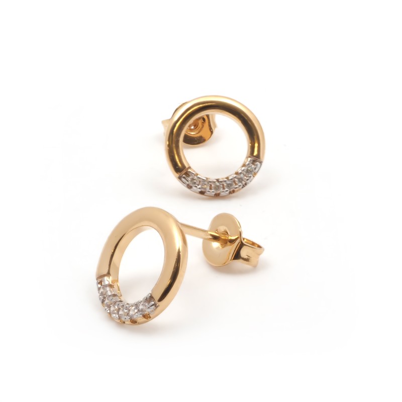 Boucles d'oreilles clous motif cercle femme carador en plaqué or avec oxydes de zirconium