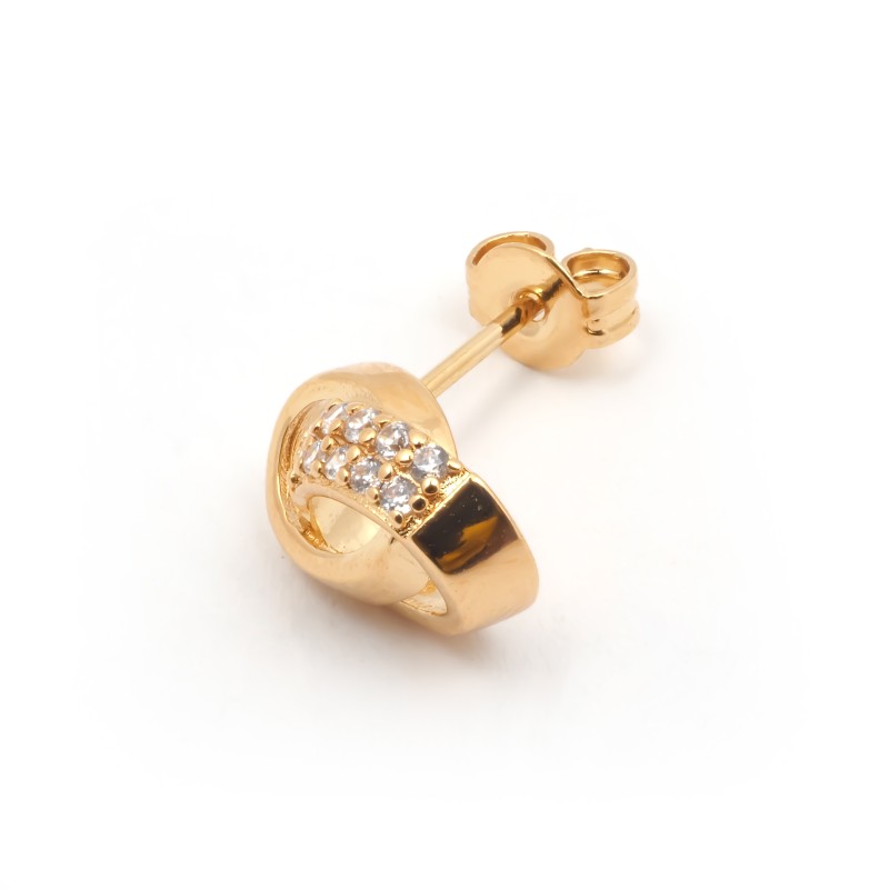 Boucles d'oreilles clous anneaux entremêlés femme carador en plaqué or avec oxydes de zirconium