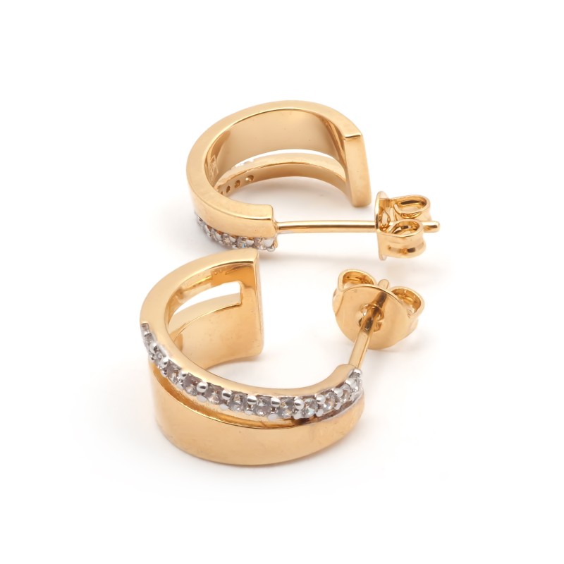 Boucles d'oreilles demi créoles femme carador en plaqué or avec oxydes de zirconium