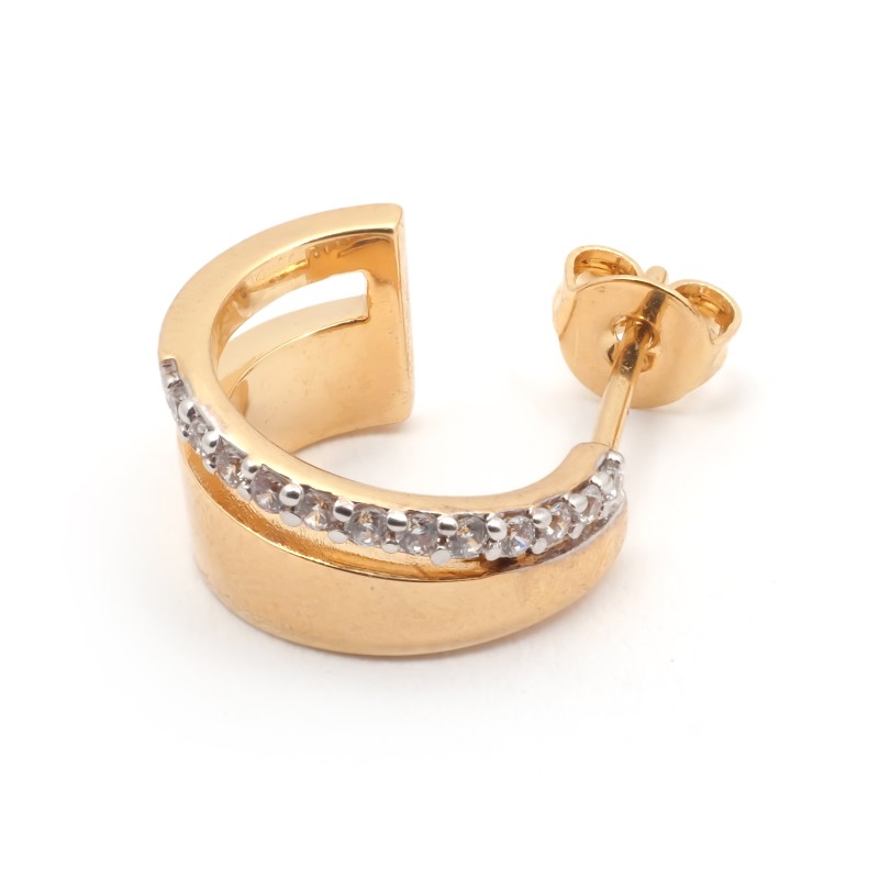 Boucles d'oreilles demi créoles femme carador en plaqué or avec oxydes de zirconium