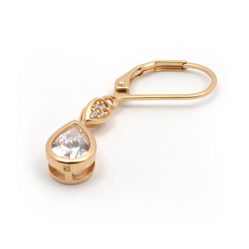 Boucles d'oreilles Carador dormeuses forme goutte plaqué or et oxydes de zirconium