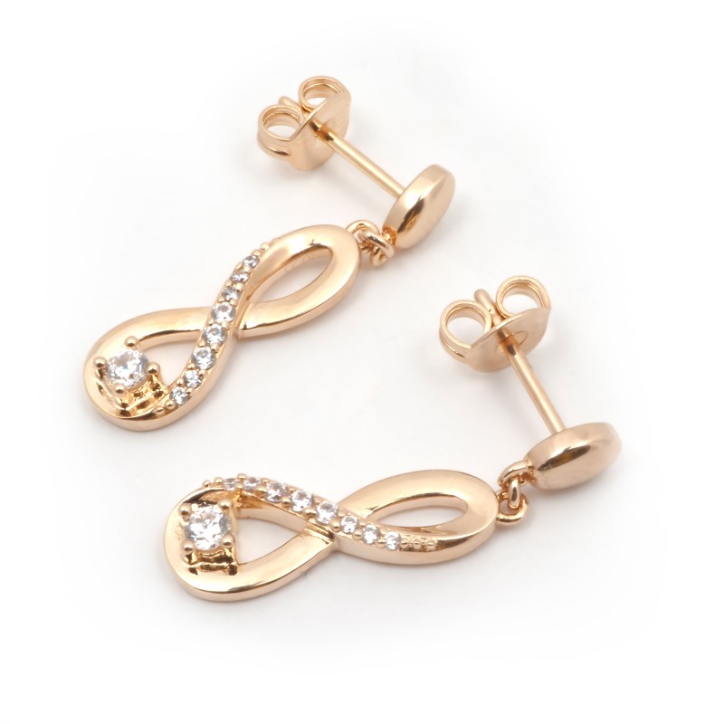 Boucles d'oreilles pendantes femme phebus plaqué or avec oxydes de zirconium et pierres blanches