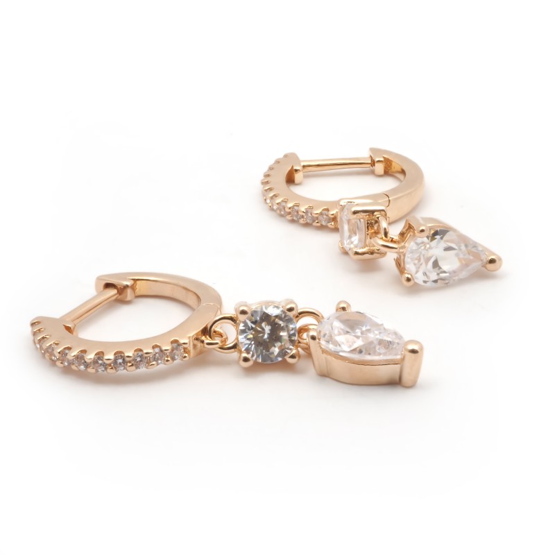 Boucles d'oreilles créoles avec pampilles femme carador en plaqué or avec oxydes de zirconium