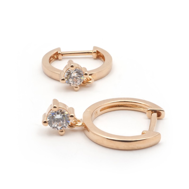 Boucles d'oreilles créoles avec pampilles femme carador en plaqué or avec oxydes de zirconium