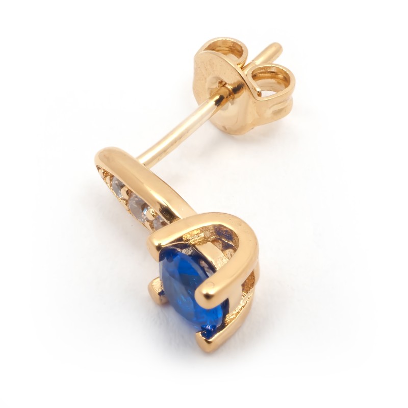 Boucles d'oreilles fantaisie femme carador en plaqué or avec spinelles blanche et bleu