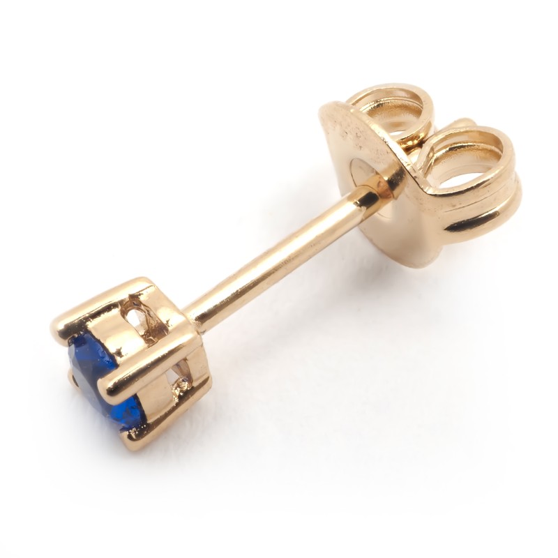Boucles d'oreilles clous solitaires femme carador en plaqué or et spinelle bleu foncé