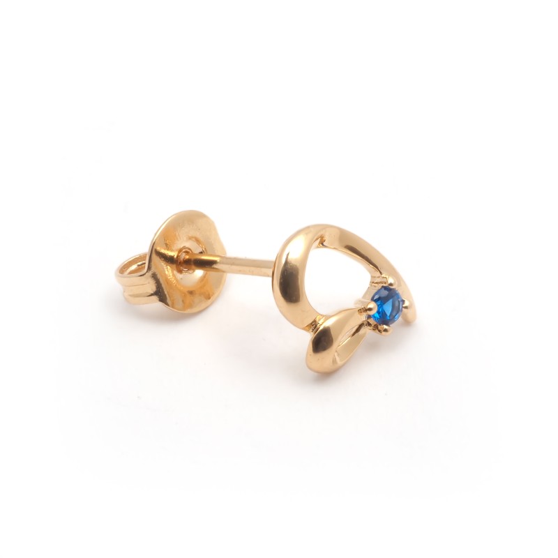 Boucles d'oreilles puces motif cœur femme carador en plaqué or avec spinelle bleu