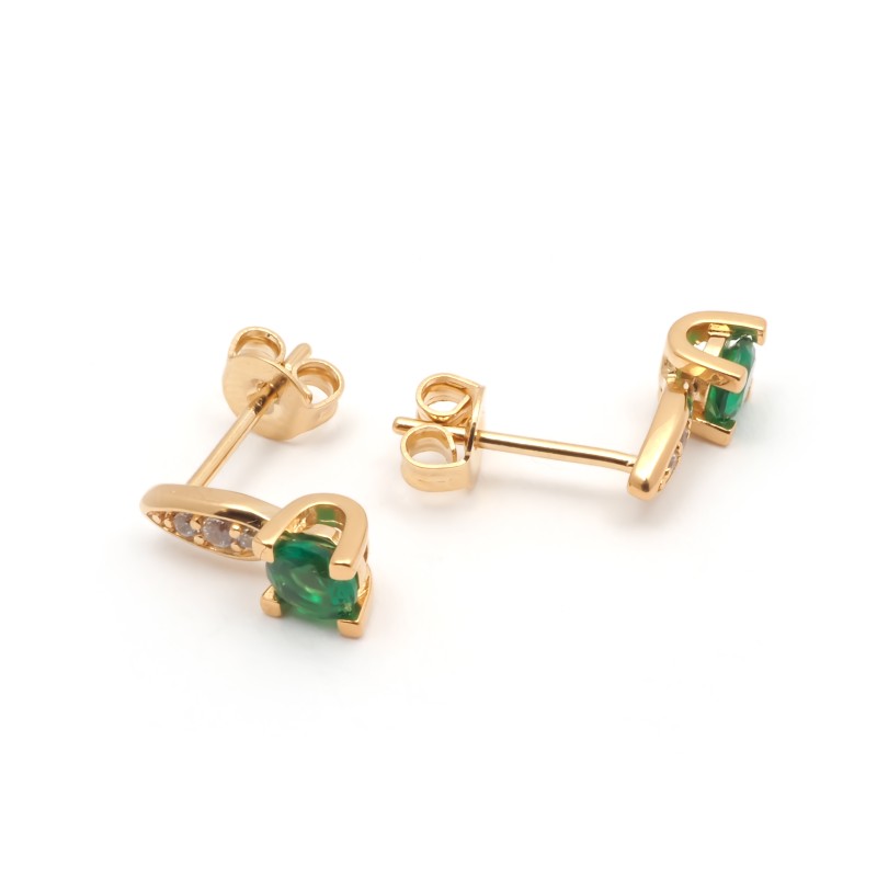 Boucles d'oreilles fantaisie femme carador en plaqué or avec oxydes de zirconium blanc et vert