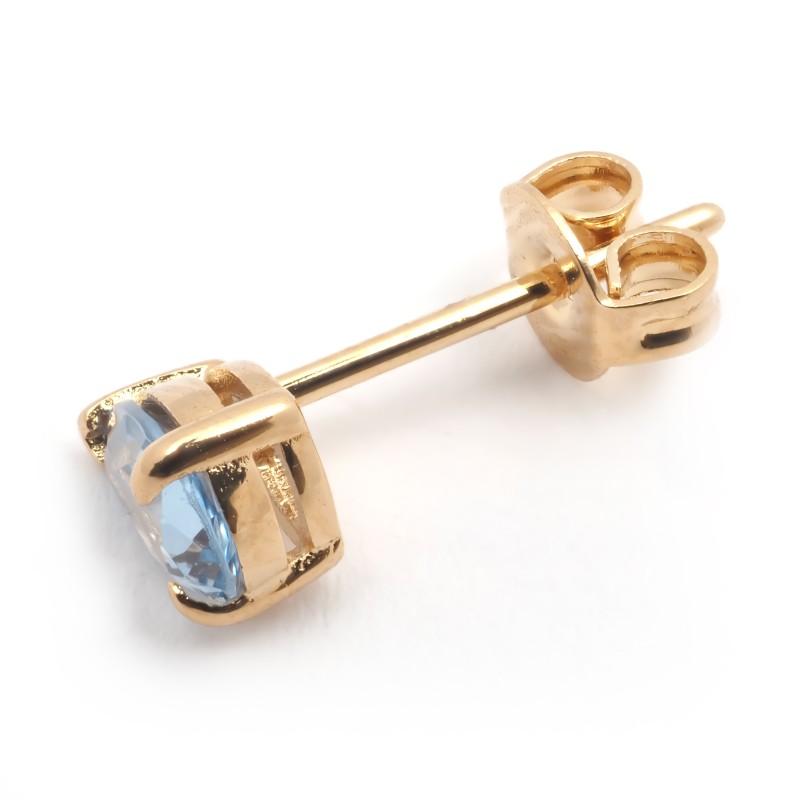Boucles d'oreilles clous solitaires forme poire femme carador en plaqué or et spinelle bleu