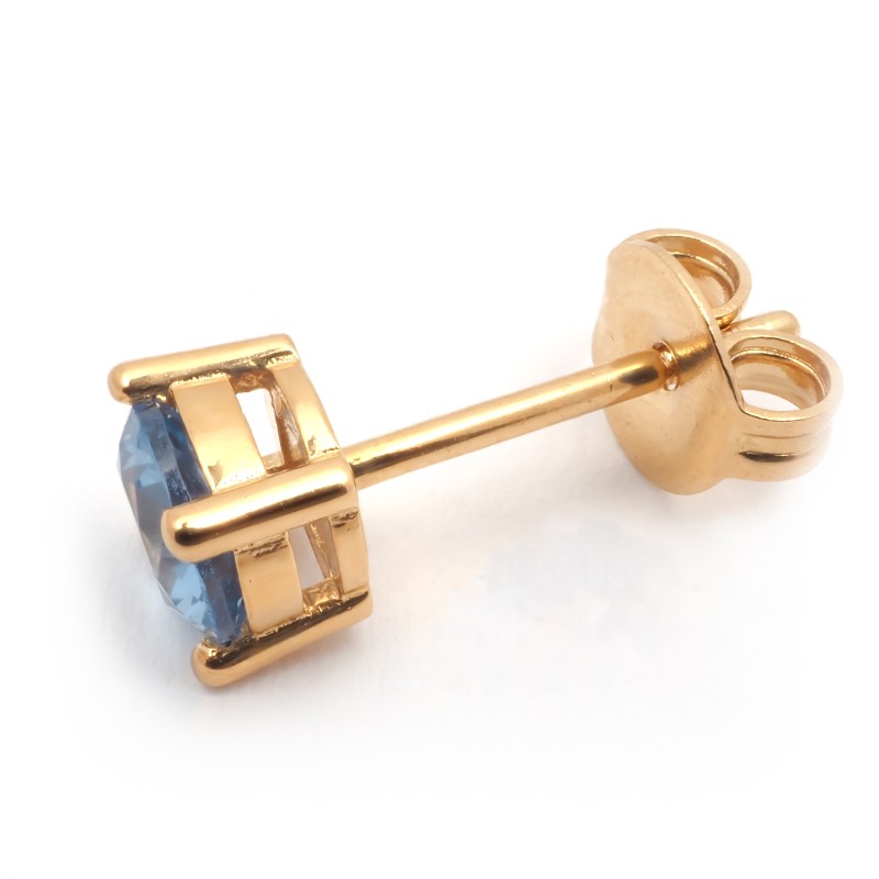 Boucles d'oreilles clous solitaires femme carador en plaqué or et spinelle bleu